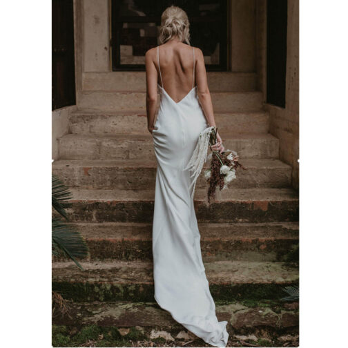 Little White Evening Gown With Train Brigade Shot Long Dress - Image 2